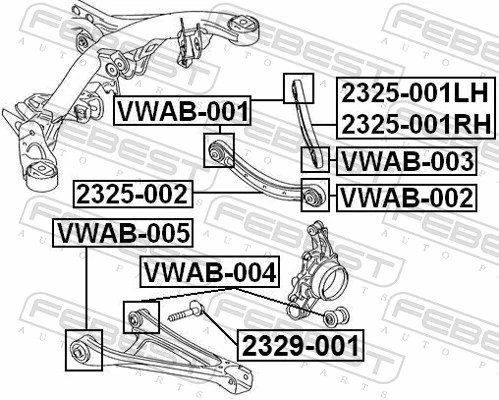 2329001 Febest Śruba mocowania wahacza tylnego dolnego wewnętrzna