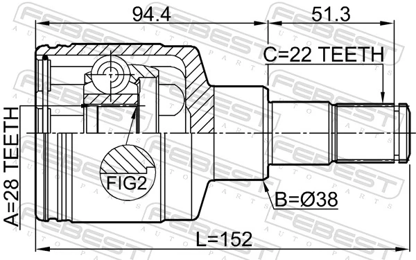 Przegub homokinetyczny wewnętrzny przedni lewy do Suzuki Ignis II FH