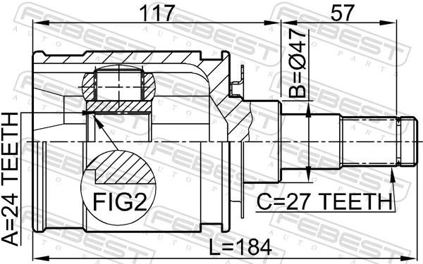 Do koszyka Przegub homokinetyczny przedni wewnętrzny Toyota Land Cruiser 90 J9