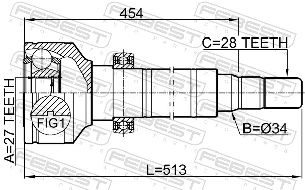 Przegub homokinetyczny wewnętrzny przedni prawy do Volvo XC60 I 156