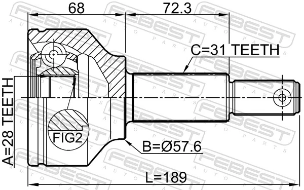 Przegub homokinetyczny przedni zewnętrzny Ford Transit VII