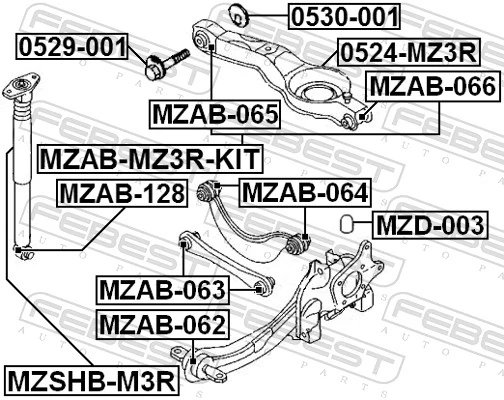 MZAB128 Febest Silentblock amortyzatora tylnego