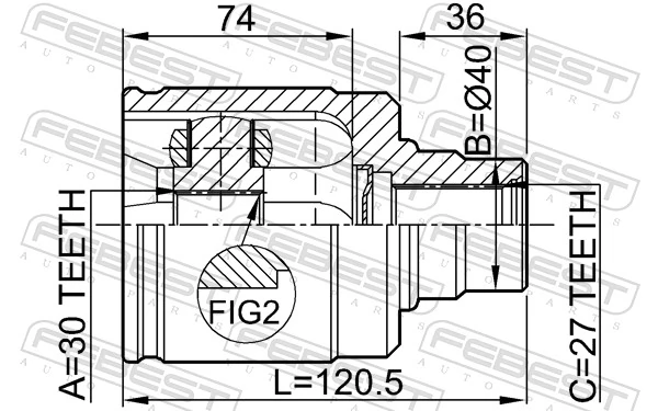 Do koszyka Przegub homokinetyczny wewnętrzny przedni lewy Honda Civic VI EJ9, EK3/4