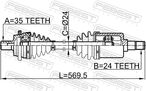 Półoś napędowa przednia prawa do Mercedes C  W203