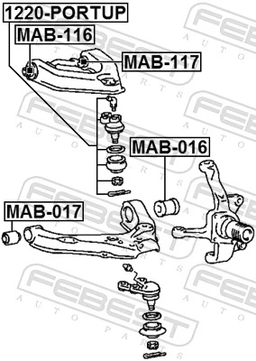 MAB116 Febest Silentblock przedniego wahacza górnego