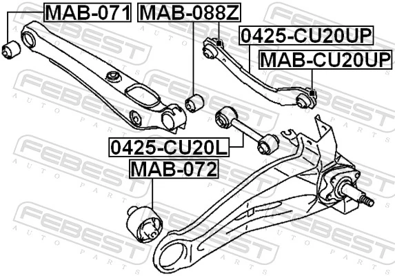 MAB072 Febest Silentblock wahacza podłużnego tylnego dolnego