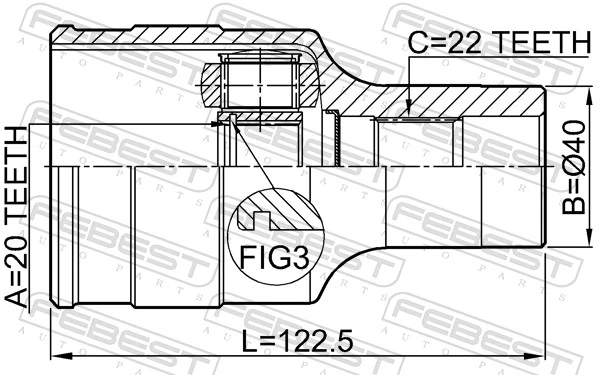 Przegub homokinetyczny przedni wewnętrzny do Suzuki Ignis II FH
