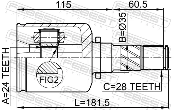 Przegub homokinetyczny wewnętrzny przedni lewy Mazda 5 I minivan (CR) (2005 - 2007) cena, od 46,87 USD