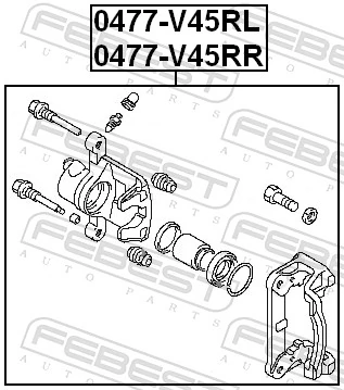 0477V45RR Febest Zacisk hamulcowy tylny prawy