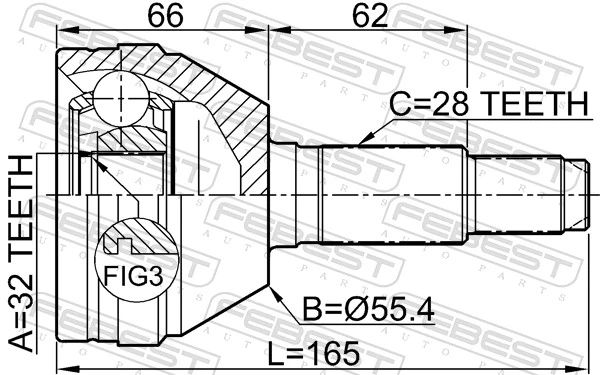 Przegub homokinetyczny przedni zewnętrzny Chevrolet Epica II sedana (V250) (2006 - 2011) cena, od 45,95 USD