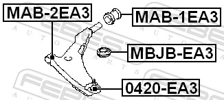 MAB2EA3 Febest Silentblock przedniego wahacza dolnego