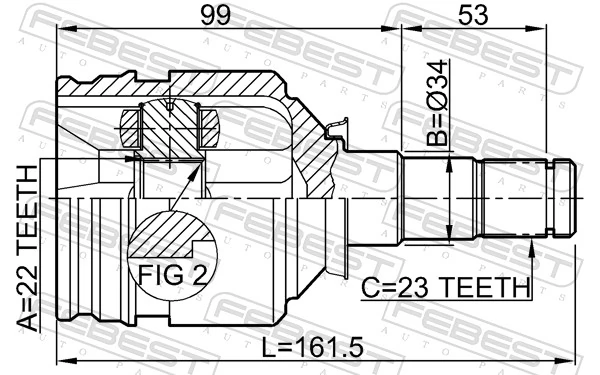 Przegub homokinetyczny przedni wewnętrzny Toyota Yaris NCP2