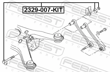 2329007KIT Febest Śruba regulacji tylnego wahacza (dla zbieżności), wewnętrzny