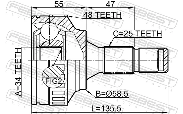 TOJ0066 Magneti Marelli Przegub homokinetyczny przedni zewnętrzny