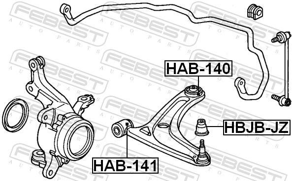 Silentblock przedniego wahacza dolnego Honda Jazz 