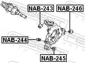 NAB245 Febest Silentblock czopu tylnego