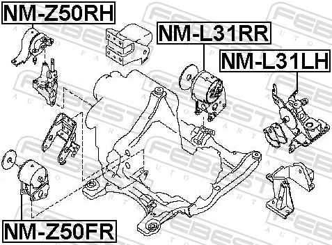 Poduszka (podpora) silnika tylna Nissan Altima L31 sedana (2001 - 2006) cena, od 43,95 USD