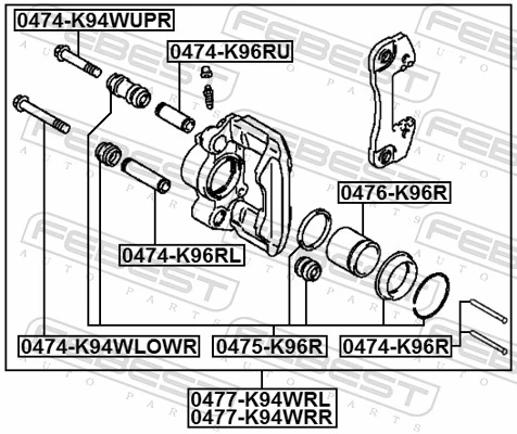 Zestaw naprawczy zacisku hamulcowego tylnego Mitsubishi Pajero SPORT II SUV (KH) (2008 - 2014) cena, od 5,47 USD