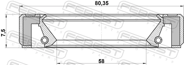 95GBY60800808L Febest Uszczelniacz półosi lewej mostu przedniego