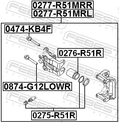 0277R51MRL Febest Zacisk hamulcowy tylny lewy