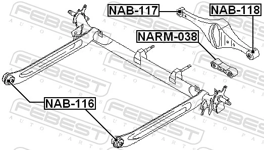NAB116 Febest Silentblock tylnej belki