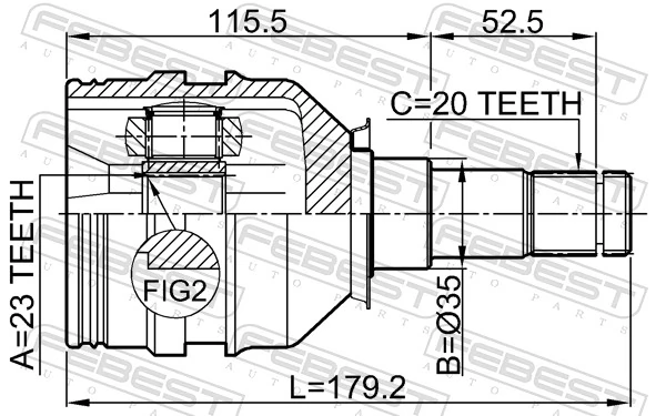 Przegub homokinetyczny wewnętrzny przedni prawy Toyota Corolla E15