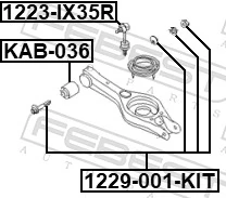 1229001KIT Febest Śruba mocowania wahacza tylnego dolnego wewnętrzna