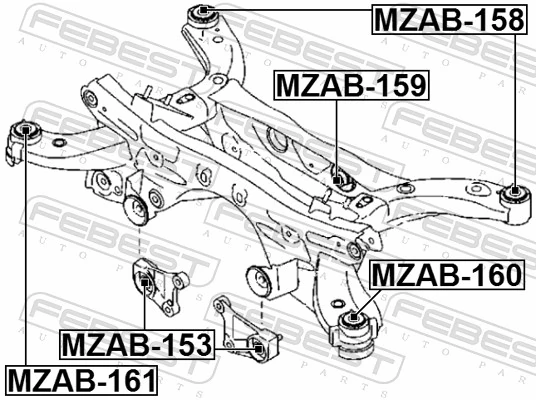 MZAB159 Febest Silentblock trawersu do mocowania tylnego reduktora tylny