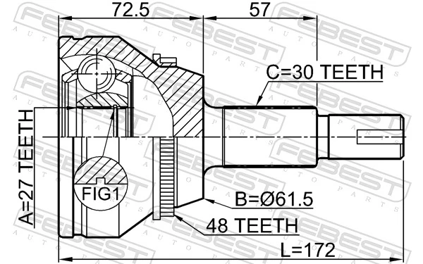 Przegub homokinetyczny przedni zewnętrzny do Toyota Sienna  L2