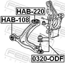 HAB220 Febest Silentblock przedniego wahacza dolnego