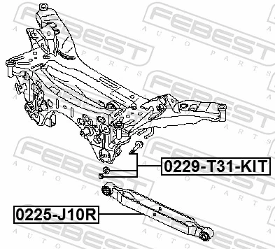 0229T31KIT Febest Śruba regulacji tylnego wahacza (dla zbieżności), wewnętrzny