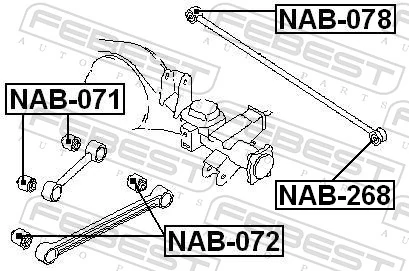 NAB071 Febest Silentblock wahacza podłużnego tylnego górnego