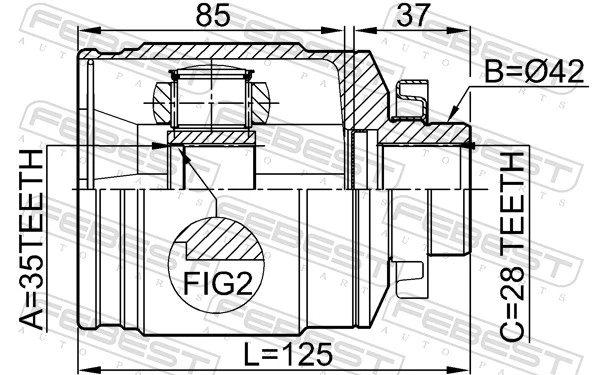 Przegub homokinetyczny wewnętrzny przedni prawy Hyundai Trajet 