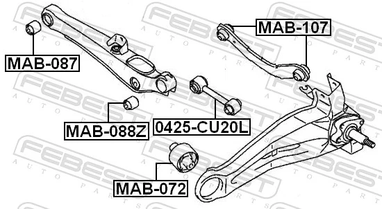 MAB107 Febest Silentblock wahacza tylnego górnego