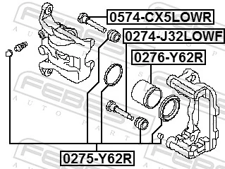 Zestaw naprawczy zacisku hamulcowego tylnego do Nissan Patrol  Y62