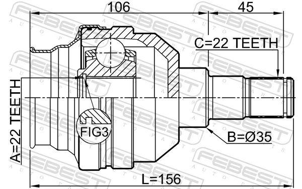 Przegub homokinetyczny wewnętrzny przedni lewy do Chevrolet Aveo II T250, T255