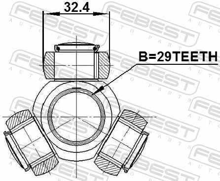 Przegub homokinetyczny wewnętrzny trójramienny do Mitsubishi Colt VI Z3A