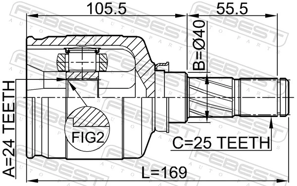 Przegub homokinetyczny wewnętrzny przedni lewy do Nissan Primera  P12