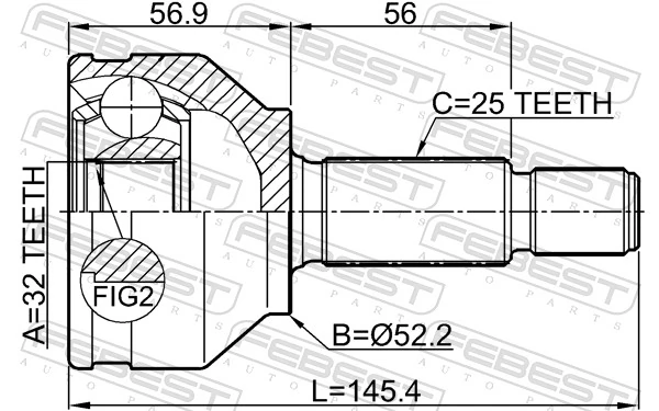 TX502 Ford Przegub homokinetyczny przedni zewnętrzny