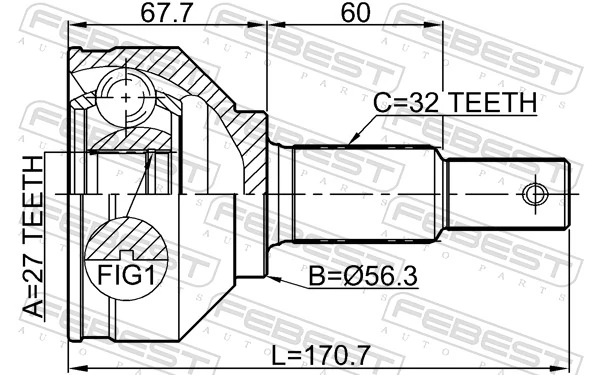 Przegub homokinetyczny przedni zewnętrzny do Nissan Murano  Z51
