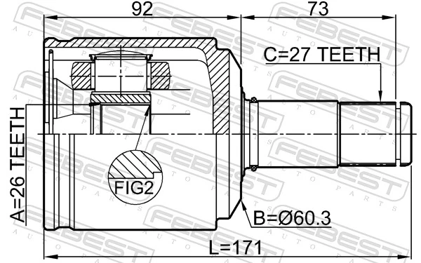 Przegub homokinetyczny wewnętrzny przedni lewy SsangYong Korando