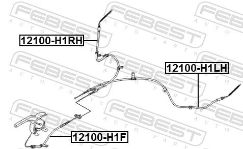 12100H1RH Febest Linka hamulca ręcznego tylna prawa