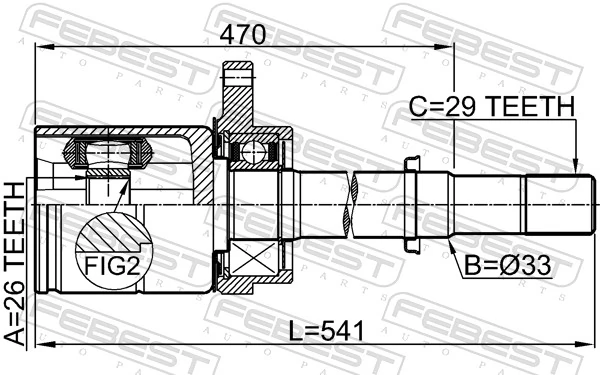 Przegub homokinetyczny przedni wewnętrzny do Nissan Teana  J31