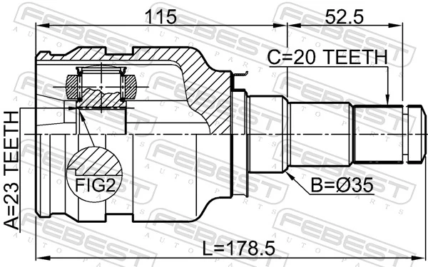 Przegub homokinetyczny wewnętrzny przedni prawy do Toyota Avensis III T27