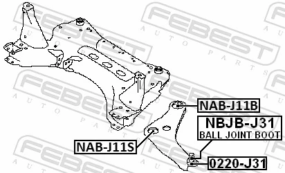 NABJ11S Febest Silentblock przedniego wahacza dolnego
