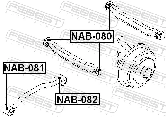 NAB082 Febest Silentblock tylnego wahacza podłużnego tyłny