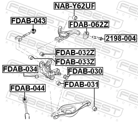 FDAB034 Febest Silentblock czopu tylnego