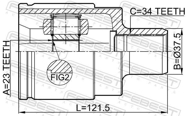 Przegub homokinetyczny wewnętrzny przedni prawy Opel Astra 35