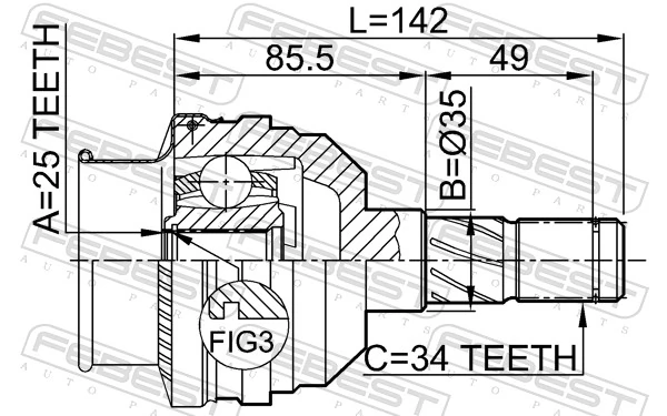 Przegub homokinetyczny przedni wewnętrzny Opel Vectra B