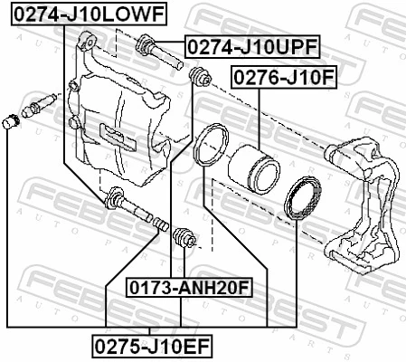 0275J10EF Febest Zestaw naprawczy zacisku hamulcowego przedniego